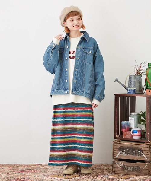 CUBE SUGAR（キューブシュガー）の「裏毛スウェットロゴプリントトレーナー（スウェット・レディース・マルチ/マスタード/ネイビー/ナチュラル/レッド・M）」の9枚目の写真