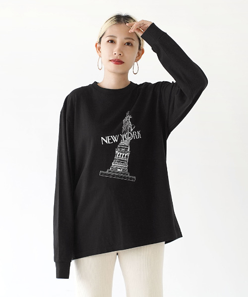 e-zakkamania stores(イーザッカマニアストアーズ)の「NEWYORK ロンTEE(Tシャツ/カットソー・レディース・ブラック/オフホワイト・M)」の7枚目の写真