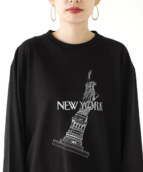 e-zakkamania stores(イーザッカマニアストアーズ)の「NEWYORK ロンTEE(Tシャツ/カットソー・レディース・ブラック/オフホワイト・M)」の8枚目の写真