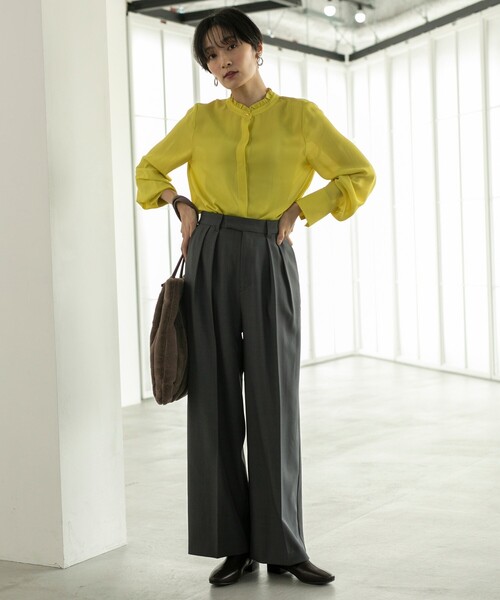 OPAQUE.CLIP（オペークドットクリップ）の「◆落ち感タックワイドストレートパンツ【洗濯機洗い可】（その他パンツ・レディース・ブラウン系その他/ダークグレー・42/40/36/38）」の8枚目の写真