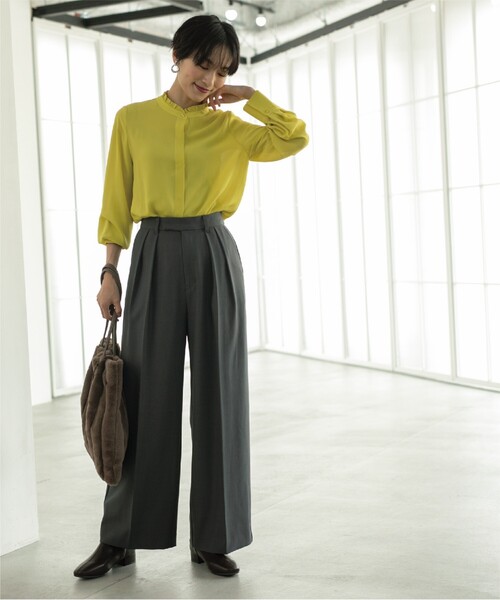 OPAQUE.CLIP（オペークドットクリップ）の「◆落ち感タックワイドストレートパンツ【洗濯機洗い可】（その他パンツ・レディース・ブラウン系その他/ダークグレー・42/40/36/38）」の9枚目の写真