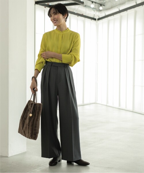 OPAQUE.CLIP（オペークドットクリップ）の「◆落ち感タックワイドストレートパンツ【洗濯機洗い可】（その他パンツ・レディース・ブラウン系その他/ダークグレー・42/40/36/38）」の10枚目の写真