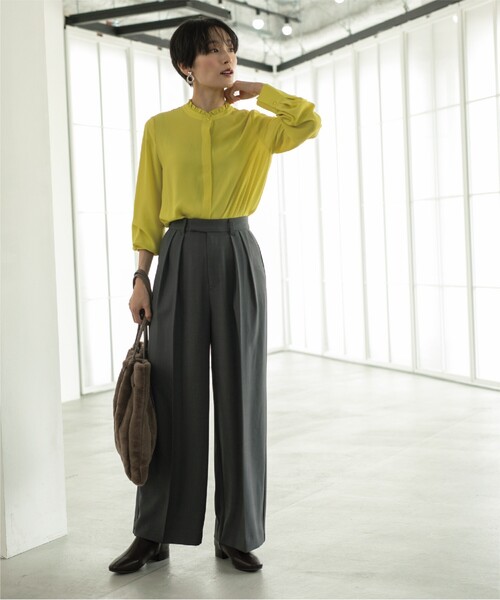 OPAQUE.CLIP（オペークドットクリップ）の「◆落ち感タックワイドストレートパンツ【洗濯機洗い可】（その他パンツ・レディース・ブラウン系その他/ダークグレー・42/40/36/38）」の12枚目の写真