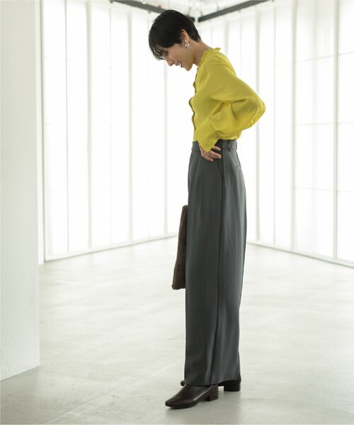 OPAQUE.CLIP（オペークドットクリップ）の「◆落ち感タックワイドストレートパンツ【洗濯機洗い可】（その他パンツ・レディース・ブラウン系その他/ダークグレー・42/40/36/38）」の14枚目の写真