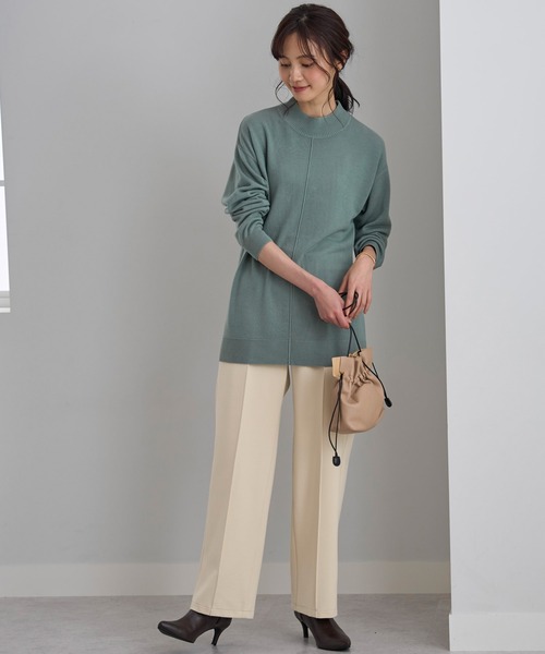 BELLUNA PLUS（ベルーナ）の「防風ストレッチ素材ワイドパンツ股下６５ｃｍ（その他パンツ・レディース・イエロー系その他/セージグリーン/チャコール/ブラック/オフホワイト・LARGE/MEDIUM/X-LARGE/SMALL）」の6枚目の写真