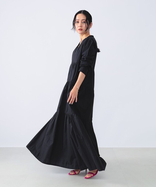 【美品】ne Quittez pas ポプリン ティアードドレス ラベンダー Demi-Luxe BEAMS（デミルクス ビームス）の「ne Quittez pas
