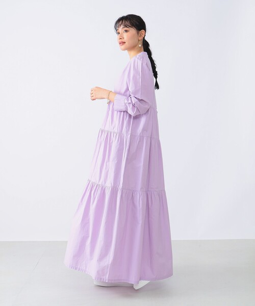 【美品】ne Quittez pas ポプリン ティアードドレス ラベンダー Demi-Luxe BEAMS（デミルクス ビームス）の「ne Quittez pas