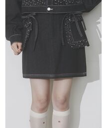 merry jenny | petit flower フリルポケットミニスカート(デニムスカート)