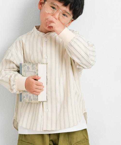 MAKE YOUR DAY(メイクユアデイ)の「バンドカラーシャツ■80~140cm(シャツ/ブラウス・キッズ・ピンク/ブラック/ベージュ/オフホワイト・100/110/90/120/80/140/130)」の4枚目の写真