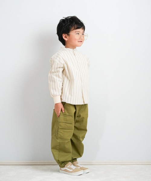 MAKE YOUR DAY(メイクユアデイ)の「バンドカラーシャツ■80~140cm(シャツ/ブラウス・キッズ・ピンク/ブラック/ベージュ/オフホワイト・100/110/90/120/80/140/130)」の7枚目の写真