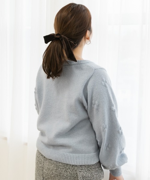 CLETTE(クレット)の「ぽこぽこフラワーニット(ニット/セーター・レディース・ピンク/ブルー/オフホワイト/ミント・LL/3L/4L)」の14枚目の写真