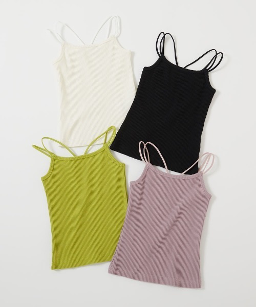 devirock（デビロック）の「リブキャミソール(140cm以上カップ付き)（キャミソール・キッズ・ブラック/オフホワイト/グリーン系6/パープル系7・110cm/100cm/120cm/130cm/140cm/150cm/160cm）」の17枚目の写真