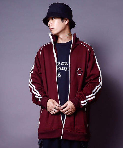 AFYF(エーエフワイエフ)の「AFYF TRACK JERZY/ビッグシルエット トラックジャケット(ブルゾン・メンズ・ブラック/ダークグリーン/ワインレッド/オレンジ・FREE)」の3枚目の写真