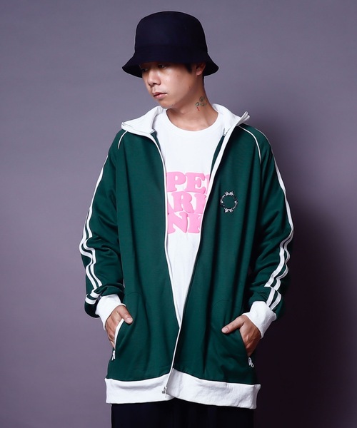 AFYF(エーエフワイエフ)の「AFYF TRACK JERZY/ビッグシルエット トラックジャケット(ブルゾン・メンズ・ブラック/ダークグリーン/ワインレッド/オレンジ・FREE)」の2枚目の写真