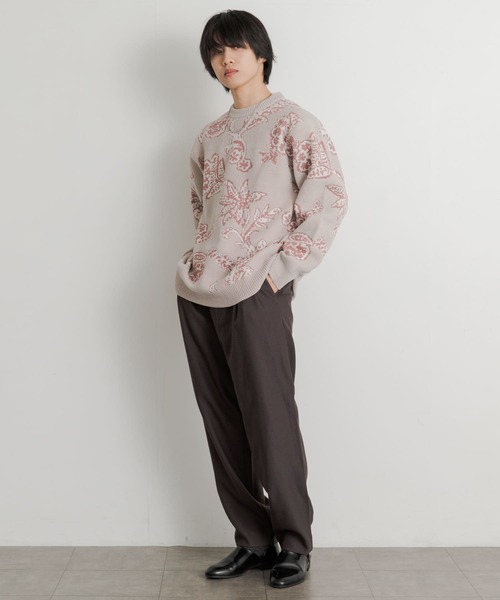 SENSE OF PLACE by URBAN RESEARCH（センスオブプレイスバイアーバンリサーチ）の「モールフラワークルーネックセーター（ニット/セーター・メンズ・ライトベージュ/ブラック/ブルー・LARGE/MEDIUM）」の10枚目の写真