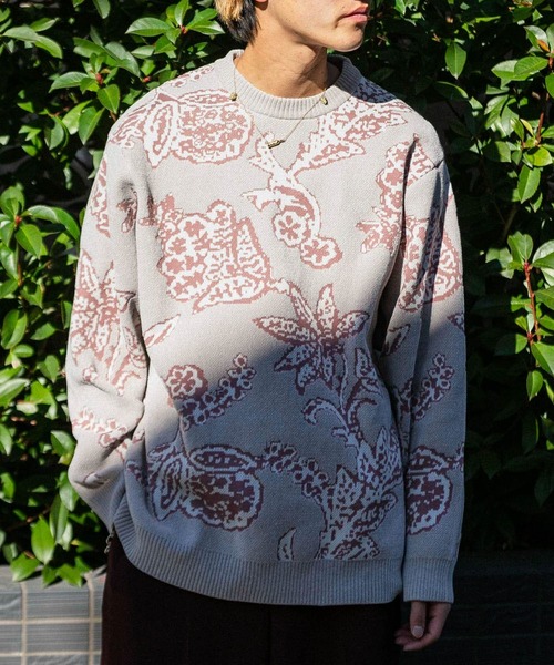 SENSE OF PLACE by URBAN RESEARCH（センスオブプレイスバイアーバンリサーチ）の「モールフラワークルーネックセーター（ニット/セーター・メンズ・ライトベージュ/ブラック/ブルー・LARGE/MEDIUM）」の13枚目の写真