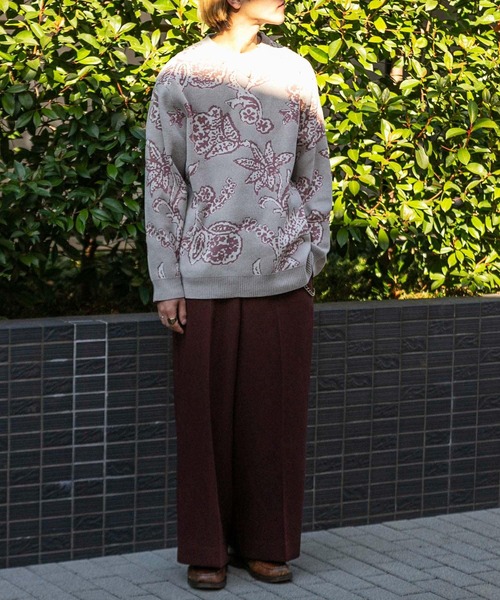 SENSE OF PLACE by URBAN RESEARCH（センスオブプレイスバイアーバンリサーチ）の「モールフラワークルーネックセーター（ニット/セーター・メンズ・ライトベージュ/ブラック/ブルー・LARGE/MEDIUM）」の17枚目の写真