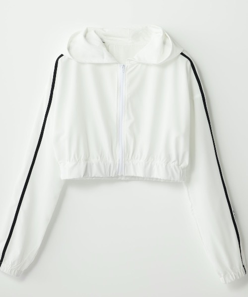 repipi armario（レピピ アルマリオ）の「【repipi armario / レピピアルマリオ】キッズ短丈ジップパーカー　ダンス　トレーニング（パーカー・キッズ・ホワイト/ブラック・140/150/160/170）」の15枚目の写真