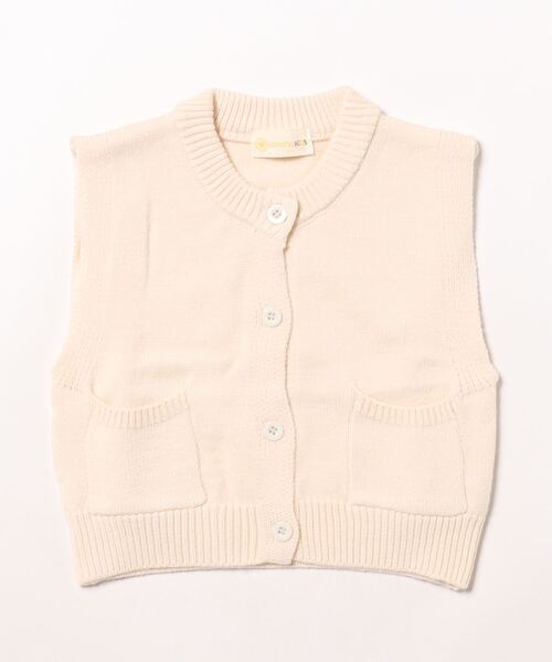 aimoha（アイモハ）の「【aimoha-KIDS-】子供服　パッチポケット付きニットベスト（ベスト・キッズ・チョコ/オフホワイト・90/100/110/120/130）」の4枚目の写真