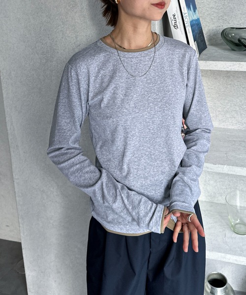feepur(フェピュール)の「バイカラーフライスロンTee(Tシャツ/カットソー・レディース・ブラック/オフホワイト/オートミール/グレー・MEDIUM)」の11枚目の写真