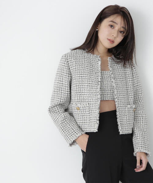 NATURAL BEAUTY BASIC(ナチュラルビューティーベーシック)の「◇ツイード SETUP ジャケット(ノーカラージャケット・レディース・ホワイト系その他/ブラック系その他・MEDIUM/SMALL)」の13枚目の写真