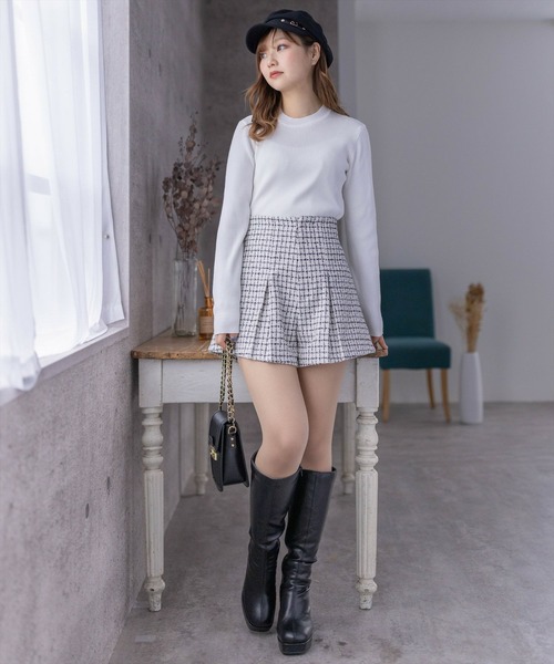 clear（クリア）の「チェック柄タックハイウエストショートパンツ［ショート丈 上品 大人 フェミニン］≪再入荷≫（その他パンツ・レディース・アイボリー/ブラック・S/M）」の12枚目の写真