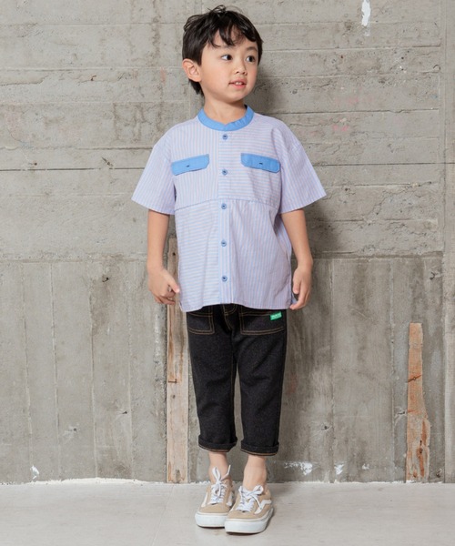 RAGMART（ラグマート）の「バンドカラーシャツ（Tシャツ/カットソー・キッズ・チェック/ストライプ/オフホワイト・110cm/120cm/130cm/100cm）」の14枚目の写真