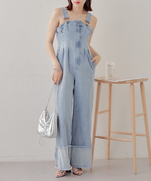 Chico（チコ）の「【2024SS】折り返しデニムオーバーオール