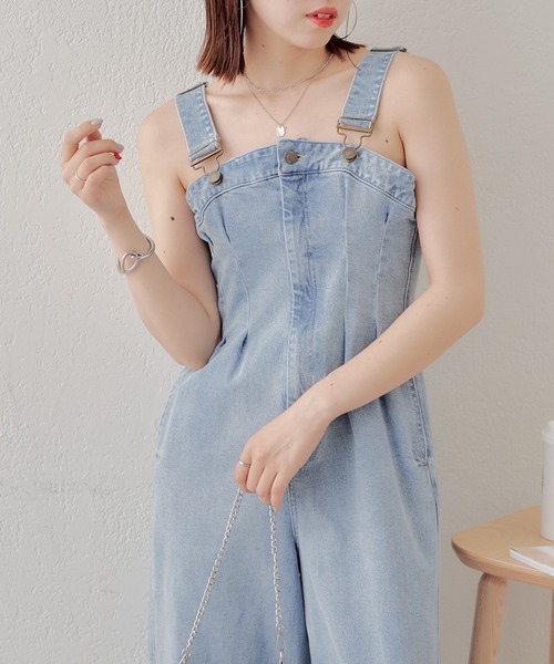 Chico（チコ）の「【2024SS】折り返しデニムオーバーオール（サロペット/オーバーオール・レディース・ネイビー/スカイブルー/ブルー・FREE）」の5枚目の写真