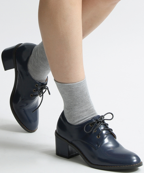 WEGO（ウィゴー）の「WEGO/レースアップヒールシューズ（パンプス・レディース・ブラウン/ワイン/ブラック/ネイビー・MEDIUM/SMALL/LARGE）」の3枚目の写真