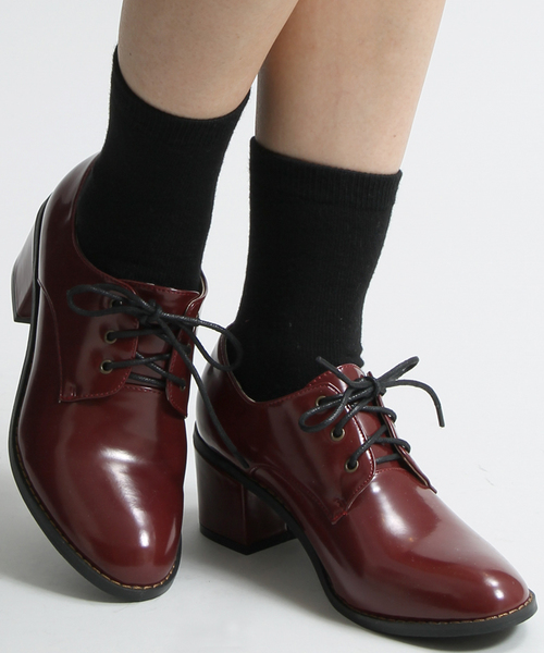 WEGO（ウィゴー）の「WEGO/レースアップヒールシューズ（パンプス・レディース・ブラウン/ワイン/ブラック/ネイビー・MEDIUM/SMALL/LARGE）」の4枚目の写真