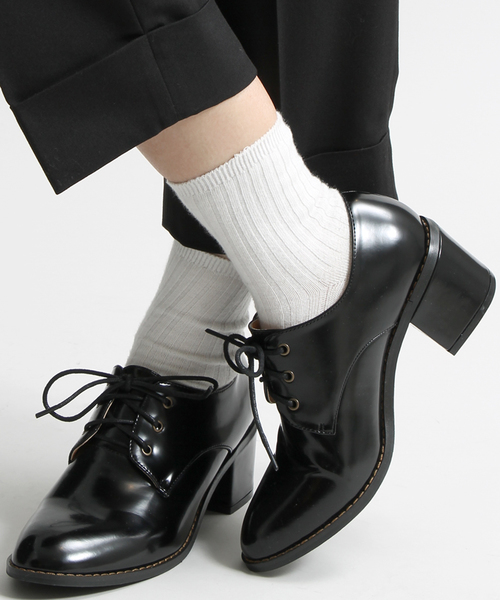 WEGO（ウィゴー）の「WEGO/レースアップヒールシューズ（パンプス・レディース・ブラウン/ワイン/ブラック/ネイビー・MEDIUM/SMALL/LARGE）」の2枚目の写真