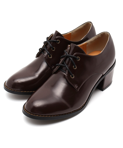 WEGO（ウィゴー）の「WEGO/レースアップヒールシューズ（パンプス・レディース・ブラウン/ワイン/ブラック/ネイビー・MEDIUM/SMALL/LARGE）」の5枚目の写真