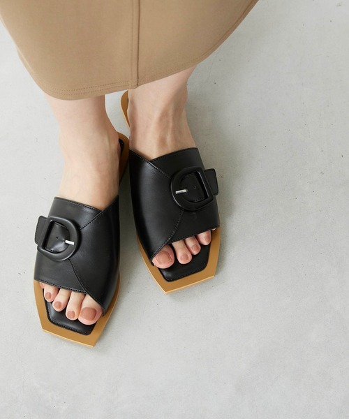 ジルサンダー☆スクエアトゥ フラットサンダル フラット Jil Sander(ジルサンダー) サンダル・ミュール