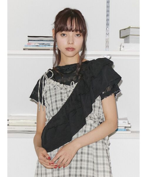 merry jenny（メリージェニー）の「フリルフリルサッシュ（付け襟・レディース・オフホワイト/ブラック/その他1・FREE）」の5枚目の写真