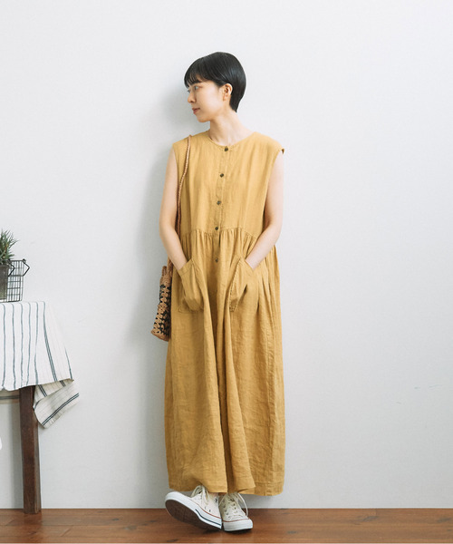 PAR ICI（パーリッシィ）の「リネン製品染め ノースリーブワンピース
