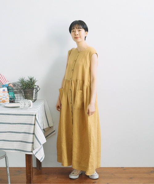 PAR ICI（パーリッシィ）の「リネン製品染め ノースリーブワンピース