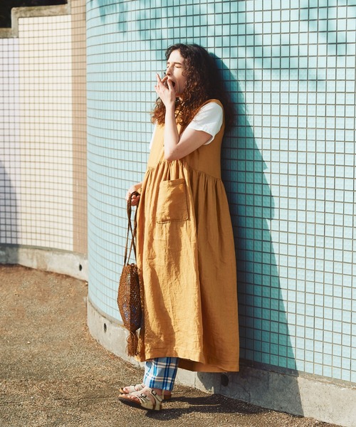 PAR ICI（パーリッシィ）の「リネン製品染め ノースリーブワンピース