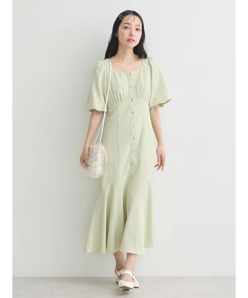 earth music&ecology（アースミュージックアンドエコロジー）の「フロントボタン裾フレアワンピース（ワンピース・レディース・ベージュ/ライトグリーン・M/S）」の22枚目の写真