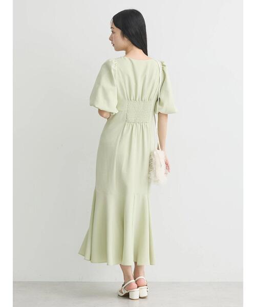 earth music&ecology（アースミュージックアンドエコロジー）の「フロントボタン裾フレアワンピース（ワンピース・レディース・ベージュ/ライトグリーン・M/S）」の10枚目の写真