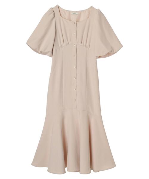 earth music&ecology（アースミュージックアンドエコロジー）の「フロントボタン裾フレアワンピース（ワンピース・レディース・ベージュ/ライトグリーン・M/S）」の15枚目の写真