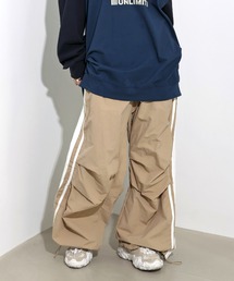 [UNISEX][6color][スポーティーブロックコアルック]ナイロンサイドラインストリングトラックワイドパンツ