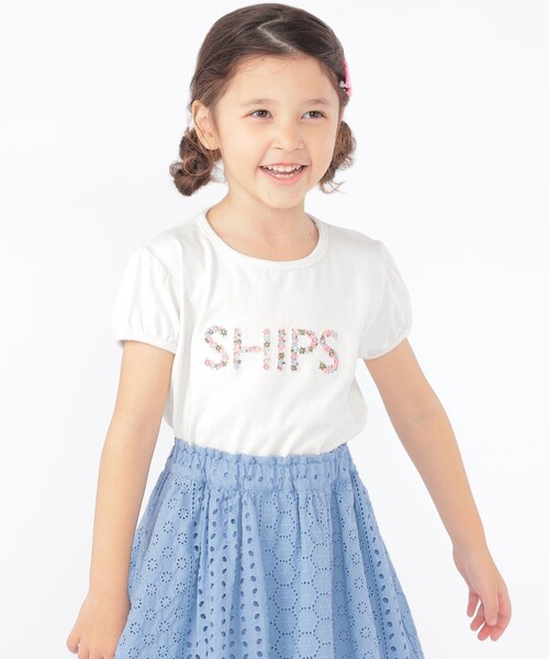 SHIPS(シップス)の「SHIPS KIDS:100~130cm / ガーリー 刺繍 ロゴ TEE(Tシャツ/カットソー・キッズ・オフホワイト/ダークラベンダー・100/110/120/130)」の3枚目の写真