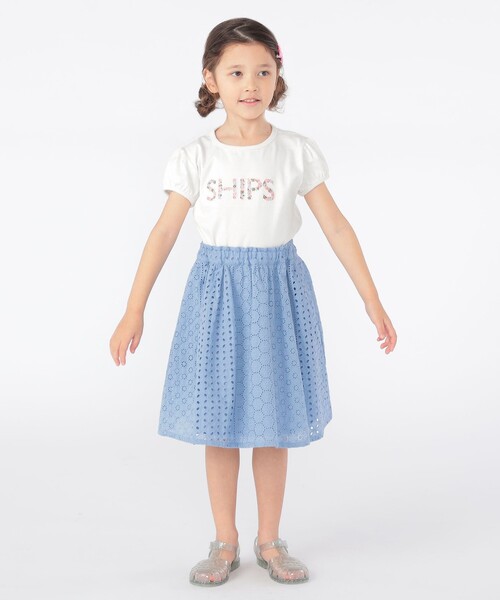 SHIPS(シップス)の「SHIPS KIDS:100~130cm / ガーリー 刺繍 ロゴ TEE(Tシャツ/カットソー・キッズ・オフホワイト/ダークラベンダー・100/110/120/130)」の5枚目の写真