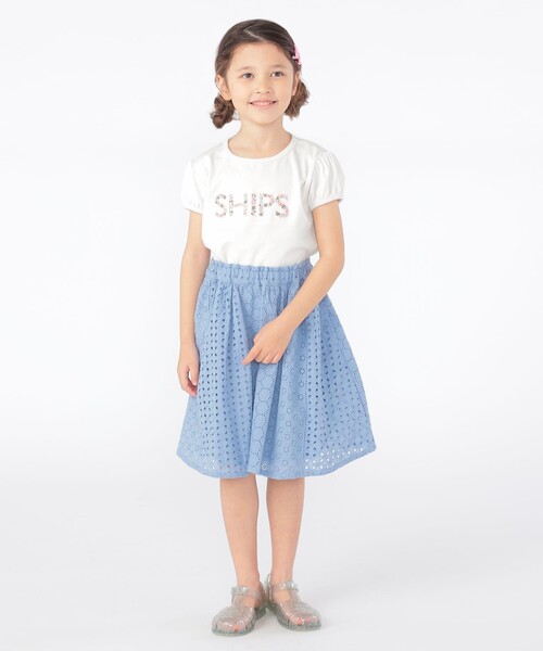 SHIPS(シップス)の「SHIPS KIDS:100~130cm / ガーリー 刺繍 ロゴ TEE(Tシャツ/カットソー・キッズ・オフホワイト/ダークラベンダー・100/110/120/130)」の6枚目の写真