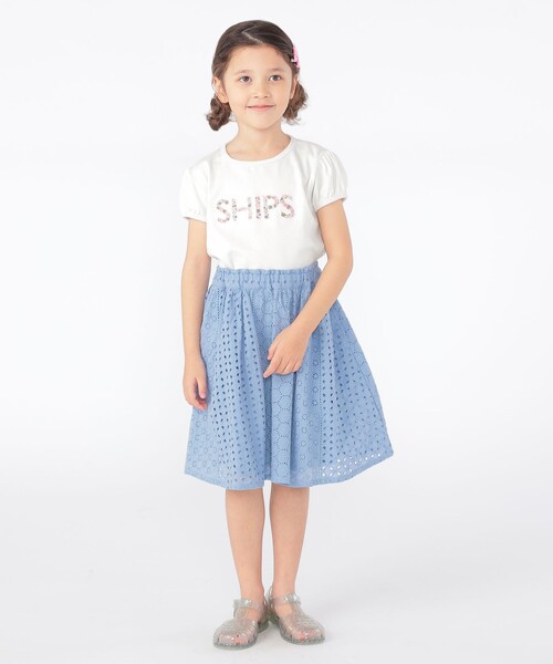 SHIPS(シップス)の「SHIPS KIDS:100~130cm / ガーリー 刺繍 ロゴ TEE(Tシャツ/カットソー・キッズ・オフホワイト/ダークラベンダー・100/110/120/130)」の7枚目の写真