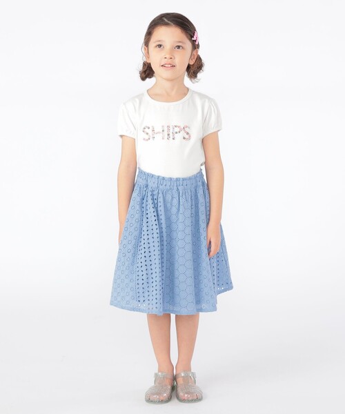 SHIPS(シップス)の「SHIPS KIDS:100~130cm / ガーリー 刺繍 ロゴ TEE(Tシャツ/カットソー・キッズ・オフホワイト/ダークラベンダー・100/110/120/130)」の8枚目の写真