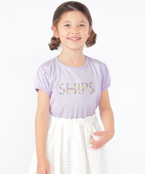 SHIPS(シップス)の「SHIPS KIDS:100~130cm / ガーリー 刺繍 ロゴ TEE(Tシャツ/カットソー・キッズ・オフホワイト/ダークラベンダー・100/110/120/130)」の10枚目の写真