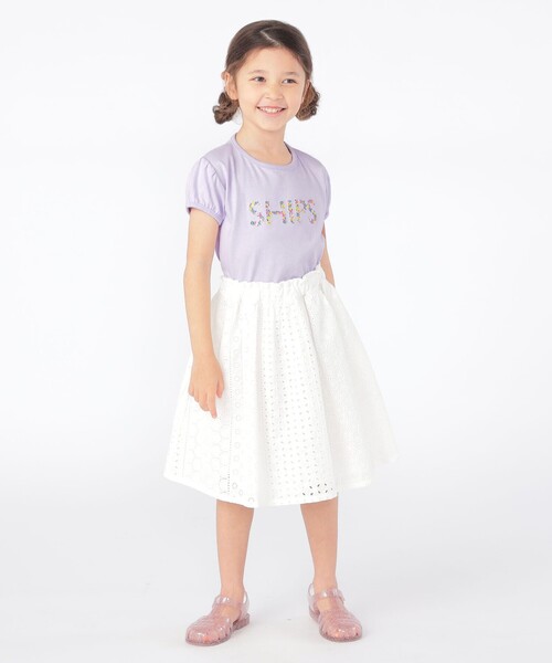 SHIPS(シップス)の「SHIPS KIDS:100~130cm / ガーリー 刺繍 ロゴ TEE(Tシャツ/カットソー・キッズ・オフホワイト/ダークラベンダー・100/110/120/130)」の12枚目の写真