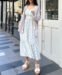 INGNI | 肩リボン花柄ティアードワンピース(ワンピース)